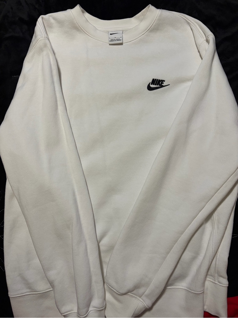 Nike White Crewneck Sweatshirt with Black Logo